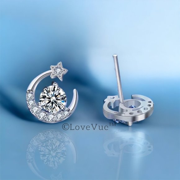 Certified 1ct. t.w. Diamond Moon and Star Earrings - Picture 2 of 13